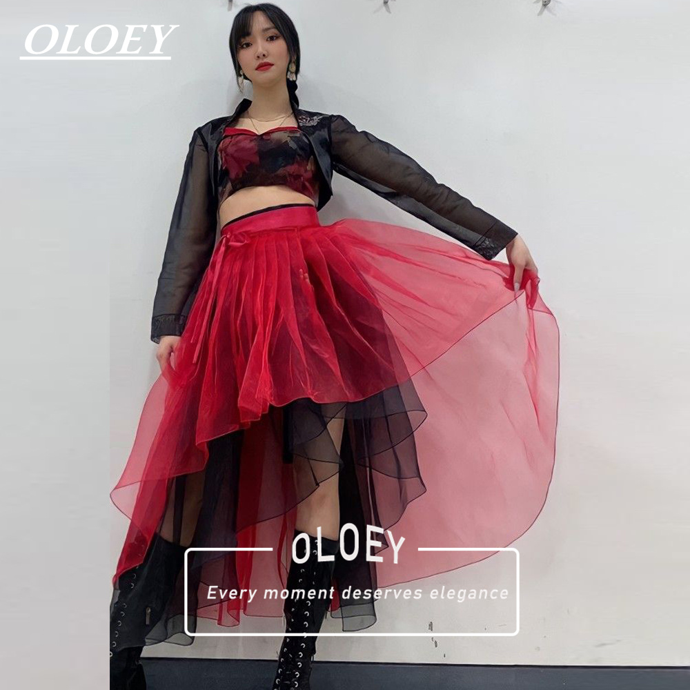 Hanbok Modern Set - OLOEY Moderne Rood-Zwarte Concert Hanbok Set