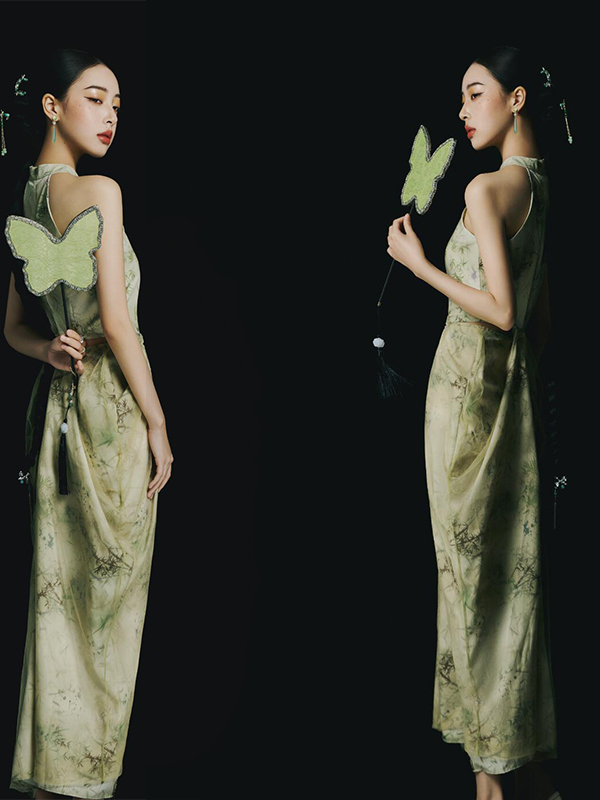 Nieuwe groene Chinese stijl ru - Ethnic Fashion Studio recensie en prijs